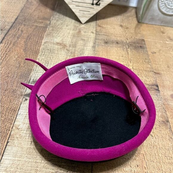 Frank Olive Vintage 100% wool magenta black Ladies Hat Private collection main image 9